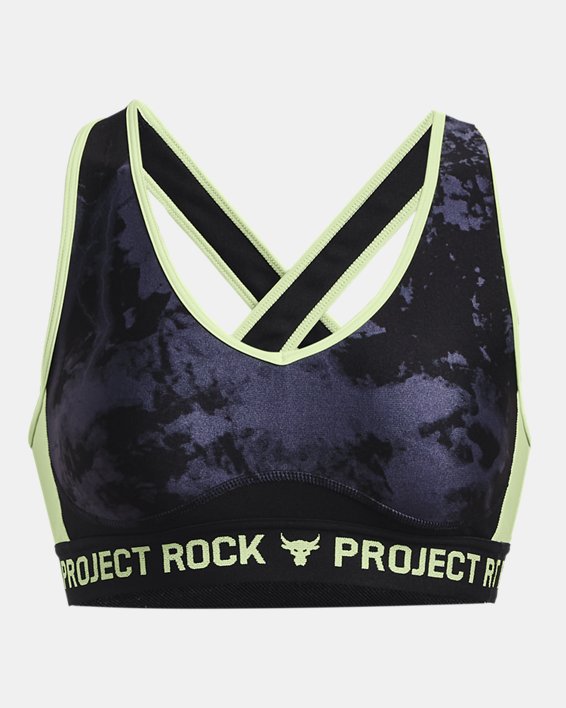 Women's Project Rock Crossback Printed Sports Bra in Black image number 10